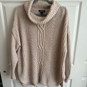 Lands' End Women's Beige Cowl Neck Sweater
